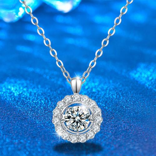 925 Sterling Silver Necklace, with Moissanite, with 2inch extender chain, Geometrical Pattern, cross chain & fashion jewelry & for woman Approx 15.7 Inch 