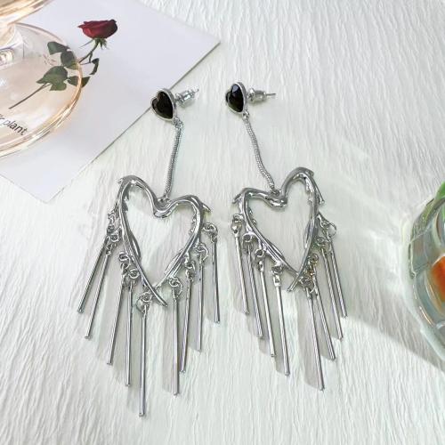 Fashion Fringe Earrings, Zinc Alloy, fashion jewelry & for woman & hollow, silver color 