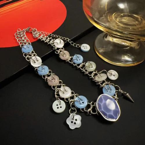 Ожерелье Мода Choker, цинковый сплав, с Акрил, с 3cm наполнитель цепи, ювелирные изделия моды & Женский, серебряный, длина:Приблизительно 36 см, продается PC