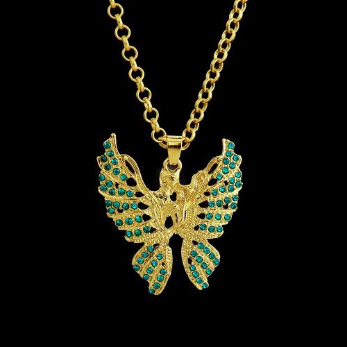 Rhinestone Zinc Alloy Necklace, Butterfly, fashion jewelry & Unisex & with rhinestone Approx 60 cm 
