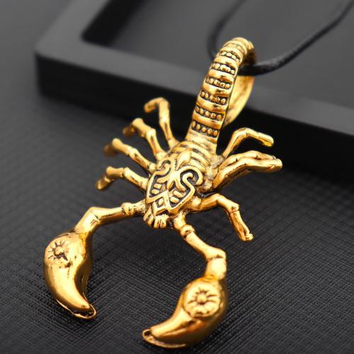 Zinc Alloy Necklace, with Wax Cord, Scorpion, fashion jewelry & Unisex Approx 60 cm 