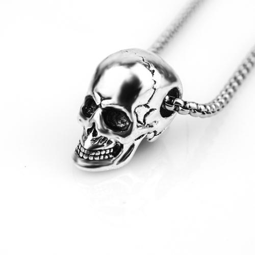 Zinc Alloy Necklace, Skull, fashion jewelry & Unisex Approx 60 cm 