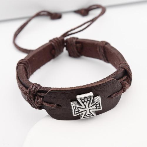 bracelet de cordon en PU , alliage de zinc, avec cuir PU, bijoux de mode & unisexe, plus de couleurs à choisir Environ 17 cm, Vendu par PC