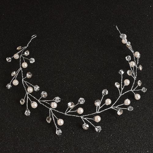 Headband, Zinc Alloy, with Plastic Pearl & for woman & with rhinestone 