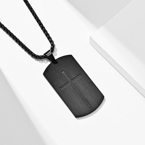 Titanium Steel Jewelry Necklace, Cross, plated, for man cm 