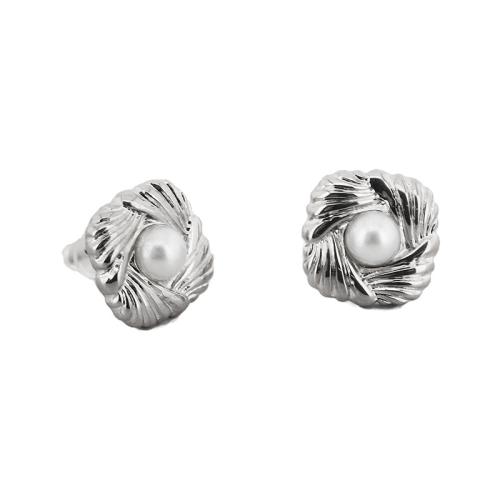 Boucles d'oreilles en acier titane, avec perle de plastique, Placage, pour femme, plus de couleurs à choisir Vendu par paire