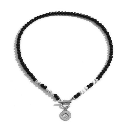 Glas Perlen Emaille Halskette, mit Tigerauge & Zinklegierung, Modeschmuck, keine, verkauft von PC