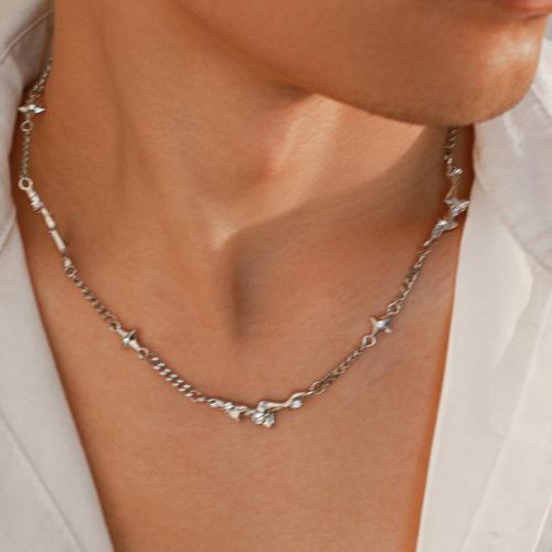 Titan Schmuck Halskette, Titanstahl, mit Zinklegierung, mit Verlängerungskettchen von 7cm, silberfarben plattiert, Modeschmuck, Silberfarbe, Länge:45 cm, verkauft von PC