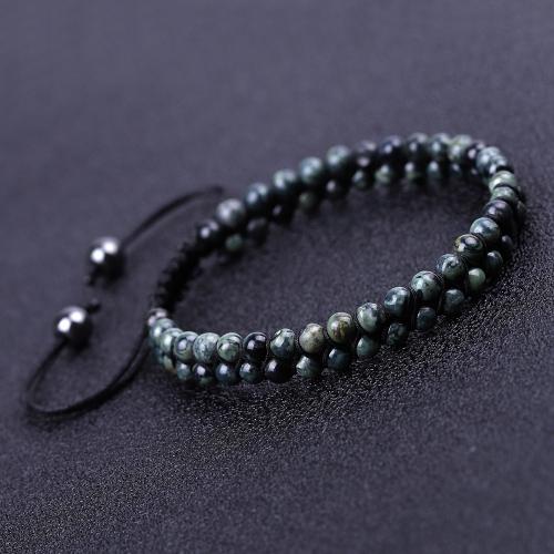 Gemstone Bracelets, Green Eye Stone, with Knot Cord, handmade, fashion jewelry & Unisex Approx 17-24 cm 