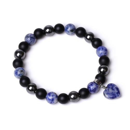 Gemstone Bracelets, Obsidian, with Black Magnetic Stone & Abrazine Stone & Elastic Thread, handmade, fashion jewelry & Unisex .5 cm 