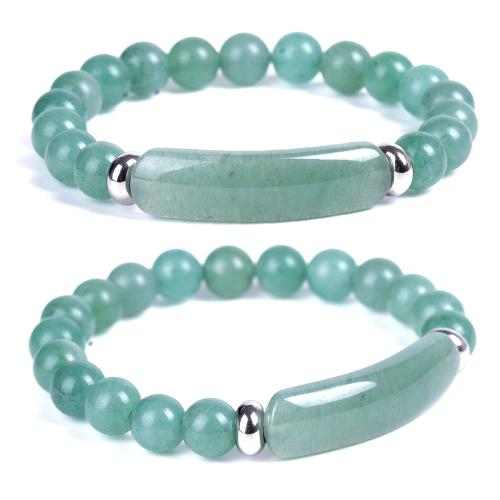 Aventurine Bracelets, Green Aventurine, with 304 Stainless Steel, handmade, fashion jewelry & Unisex Approx 19 cm [