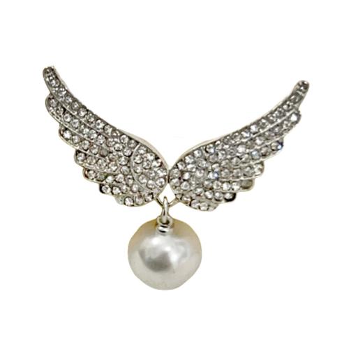 Zinc Alloy Jewelry Brooch, with Gemstone & Plastic Pearl, plated & for woman & with rhinestone 