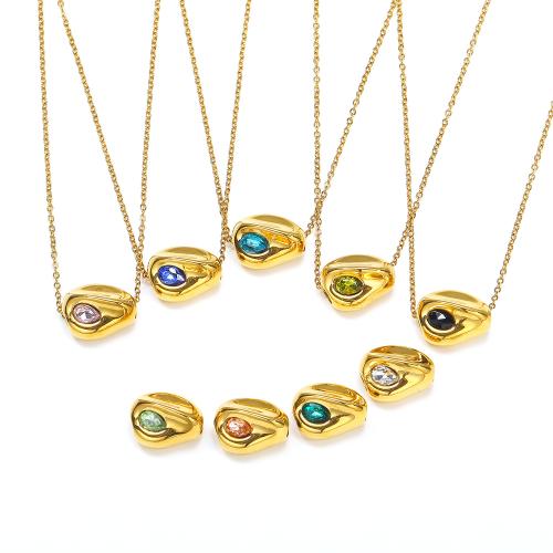 Stainless Steel Jewelry Necklace, 304 Stainless Steel, irregular, Vacuum Ion Plating, for woman & with rhinestone 