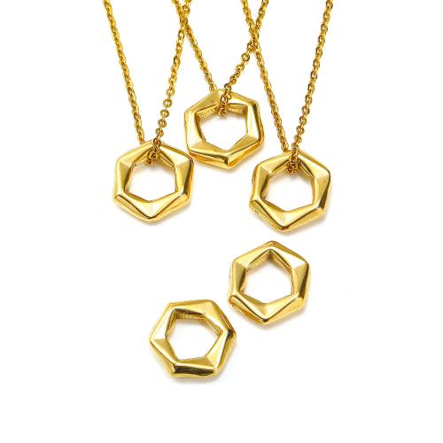 Stainless Steel Jewelry Necklace, 304 Stainless Steel, Hexagon, Vacuum Ion Plating, for woman 