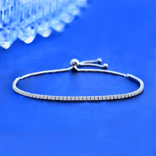 925 Sterling Silver Bracelet, with Moissanite, with 4.7inch extender chain, fashion jewelry & for woman Approx 6.1 Inch 