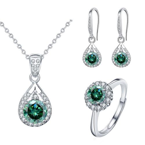 925 Sterling Silver Jewelry Set, with Moissanite, Teardrop & for woman 