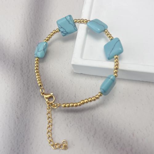 Gemstone Bracelets, 304 Stainless Steel, with Natural Stone, with 5cm extender chain, fashion jewelry & for woman Approx 17 cm 