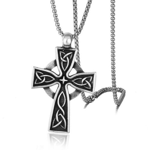 Zinc Alloy Necklace, Cross, fashion jewelry & Unisex Approx 60 cm 