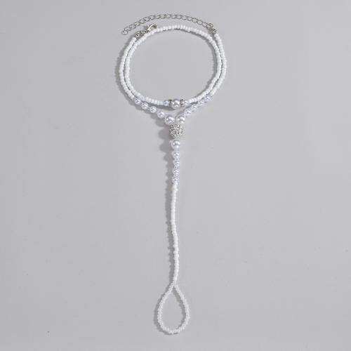 Bracelet de cheville mode Toe, Seedbead, avec perle de plastique, 2 pièces & bijoux de mode & pour femme, Vendu par fixé