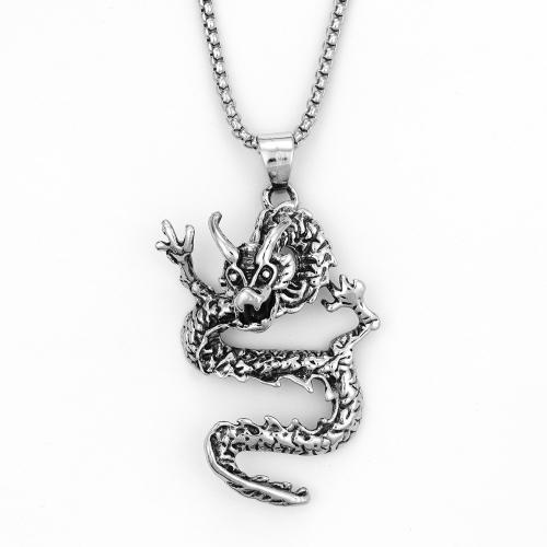 Collier en alliage de zinc, dragon, bijoux de mode & unisexe Environ 60 cm, Vendu par PC