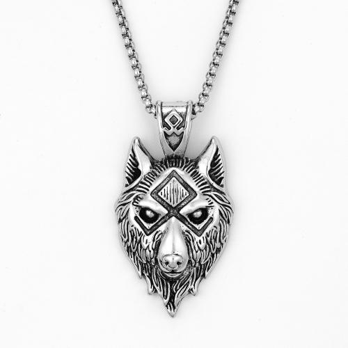 Zinc Alloy Necklace, Wolf, fashion jewelry & Unisex Approx 60 cm 