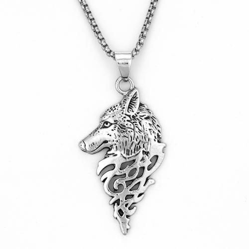 Zinc Alloy Sweater Chain Necklace, with iron chain, Wolf, fashion jewelry & Unisex Approx 60 cm 