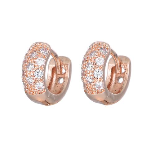 Boucles d'oreilles en laiton zircon cubique pavent, bijoux de mode & pavé de micro zircon & pour femme, couleur or rose Vendu par paire