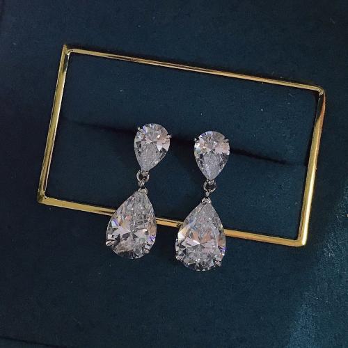 Cubic Zircon Brass Earring, fashion jewelry & micro pave cubic zirconia & for woman 
