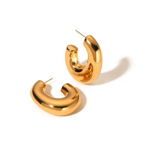 Edelstahl Stud Ohrring, 304 Edelstahl, 18K vergoldet, Modeschmuck & für Frau, goldfarben, 34.4x42mm, verkauft von Paar
