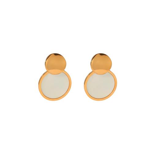 Stainless Steel Stud Earring, 304 Stainless Steel, 18K gold plated, fashion jewelry & for woman, 11.2mm 
