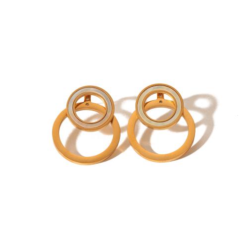 Stainless Steel Stud Earring, 304 Stainless Steel, 18K gold plated, fashion jewelry & for woman, golden, 12mm 