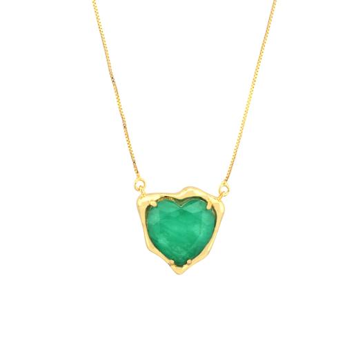 Brass Jewelry Necklace, with Crystal, with 5cm extender chain, Heart, plated, fashion jewelry & for woman Approx 45 cm 