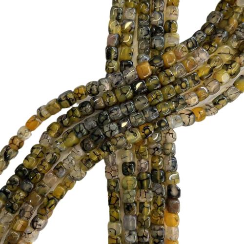 Natural Dragon Veins Agate Beads, Cube, DIY, mixed colors mm, Approx 
