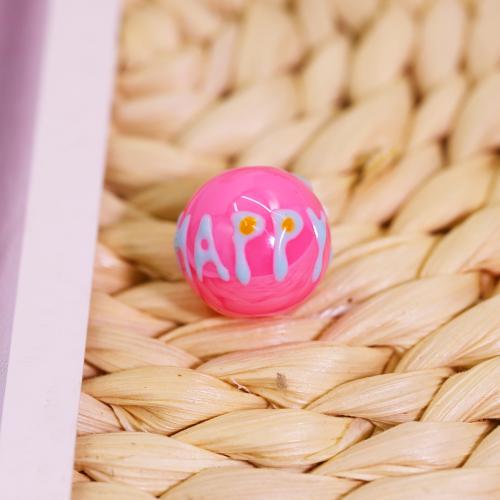Acrylic Jewelry Beads, Round, hand drawing, DIY & enamel Approx 2mm 