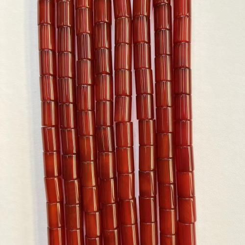 Abalorios de Ágata Roja, Columna, Bricolaje, Rojo, 8x12mm, aproximado 35PCs/Sarta, Vendido por Sarta[