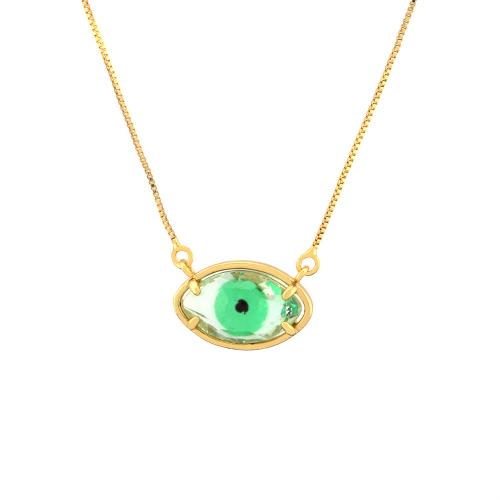 Evil Eye Schmuck Halskette, Messing, mit Kristall, mit Verlängerungskettchen von 5cm, blöser Blick, goldfarben plattiert, Modeschmuck & für Frau, keine, 13x20mm, Länge:ca. 45 cm, verkauft von PC