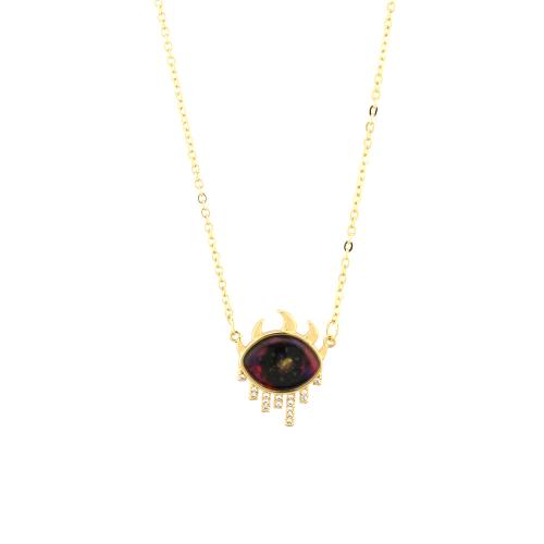 Brass Cubic Zirconia Necklace, with Cubic Zirconia & Resin, with 5cm extender chain, gold color plated, fashion jewelry & for woman Approx 45 cm 