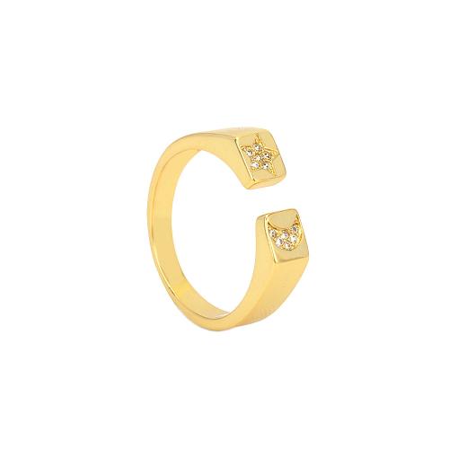 Cubic Zirconia Micro Pave Brass Finger Ring, gold color plated, Adjustable & fashion jewelry & micro pave cubic zirconia & for woman Inner Approx 17mm 