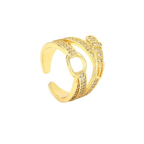 Cubic Zirconia Micro Pave Brass Finger Ring, Belt Buckle, plated, Adjustable & fashion jewelry & micro pave cubic zirconia & for woman Inner Approx 17mm 