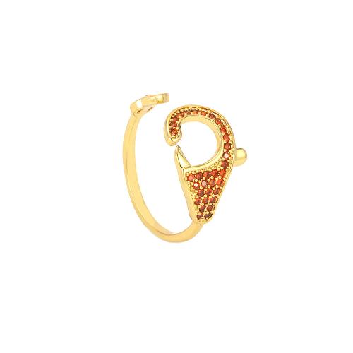 Cubic Zirconia Micro Pave Brass Finger Ring, Buckle, gold color plated, Adjustable & fashion jewelry & micro pave cubic zirconia & for woman Inner Approx 17mm 