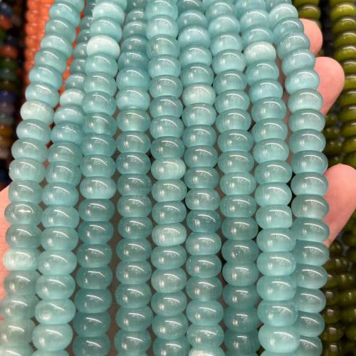 Katzenauge Perlen, flache Runde, DIY, keine, 6x10mm, ca. 63PCs/Strang, verkauft von Strang[