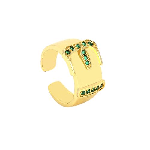 Zircon pavent l'anneau en laiton de doigt, Boucle de ceinture, Placage de couleur d'or, Réglable & bijoux de mode & pavé de micro zircon & pour femme, plus de couleurs à choisir, Diamètre inté Environ 17mm, Vendu par PC
