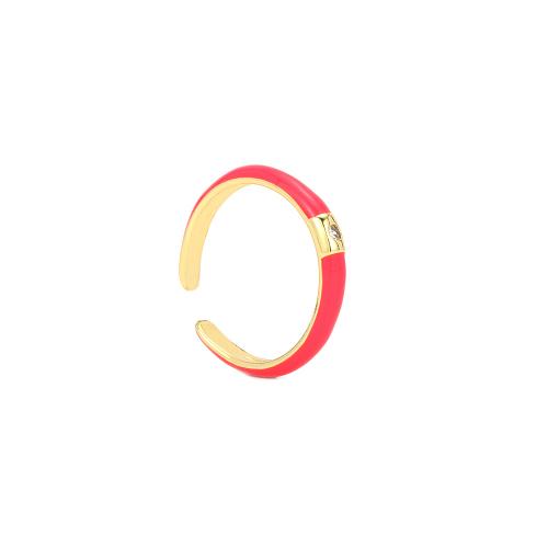 Кубическое цирконовое латунное кольцо, Латунь, с кубический цирконий, плакирован золотом, Регулируемый & ювелирные изделия моды & Женский & эмаль, Много цветов для выбора, внутренний диаметр:Приблизительно 17mm, продается PC