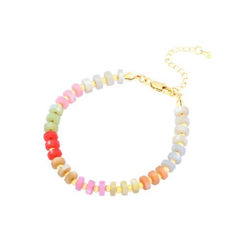 Bracelets en laiton, avec coquille, Placage de couleur d'or, bijoux de mode & pour femme, plus de couleurs à choisir Environ 16-22 cm, Vendu par PC