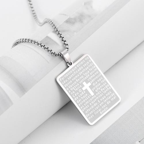 Titanium Steel Jewelry Necklace, Rectangle, plated, for man 