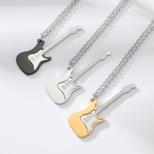 Stainless Steel Jewelry Necklace, 304 Stainless Steel, Guitar, polished, Unisex cm 