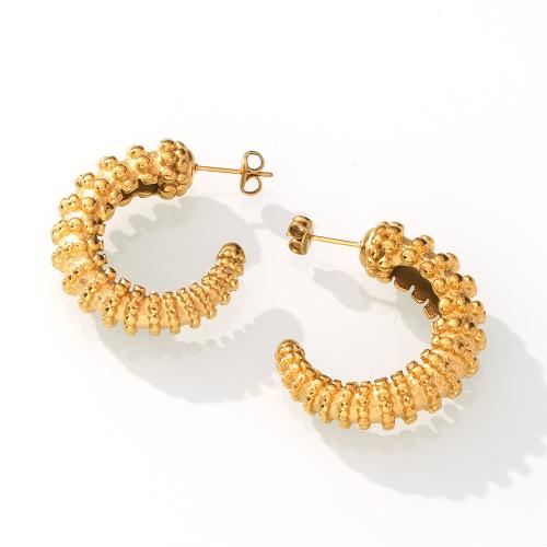 Titan Stahl Ohrringe, Titanstahl, goldfarben plattiert, Modeschmuck, goldfarben, 25x29mm, verkauft von Paar