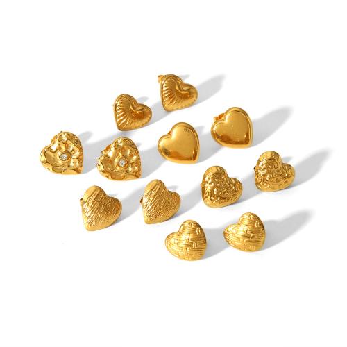 Titanium Steel Earrings, Heart, plated, fashion jewelry golden 