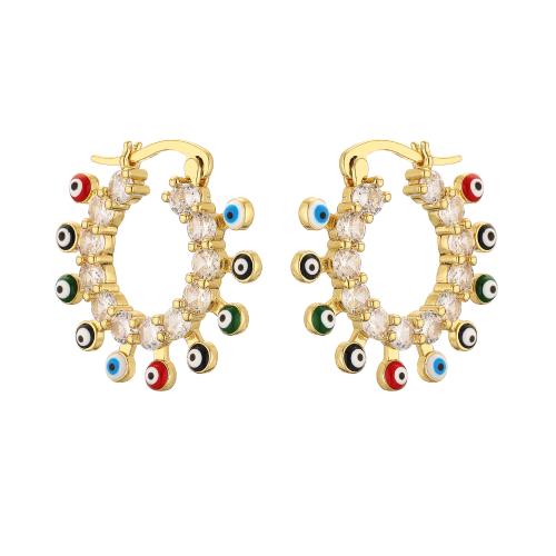 Evil Eye Earrings, Brass, plated, for woman & enamel 