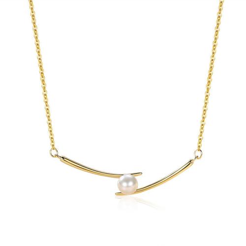 Collar de la joyería de plata esterlina, plata de ley 925, con Perlas plásticas, con 5CM extender cadena, para mujer, más colores para la opción, longitud:aproximado 40 cm, Vendido por UD